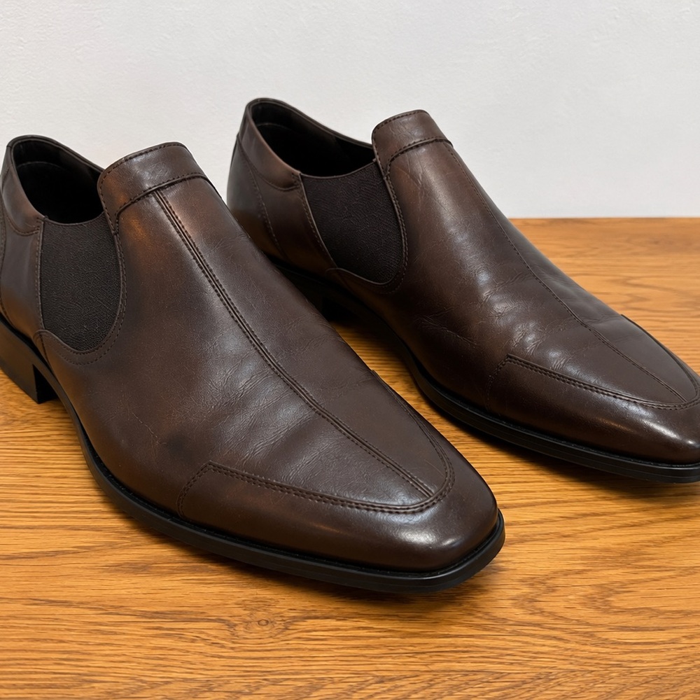 Men’s Pierre Cardin Brown Leather Slip-On Dress Shoes size 41